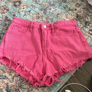 Hot pink super down revolve Jean shorts